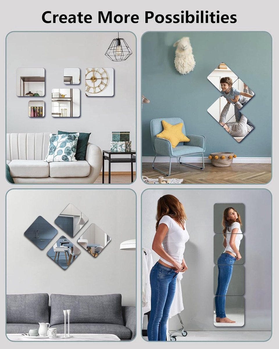 pieces unbreakable Wall Mirror - self-adhesive wallpaper - 30x30 cm, toddlers & children - Image 3