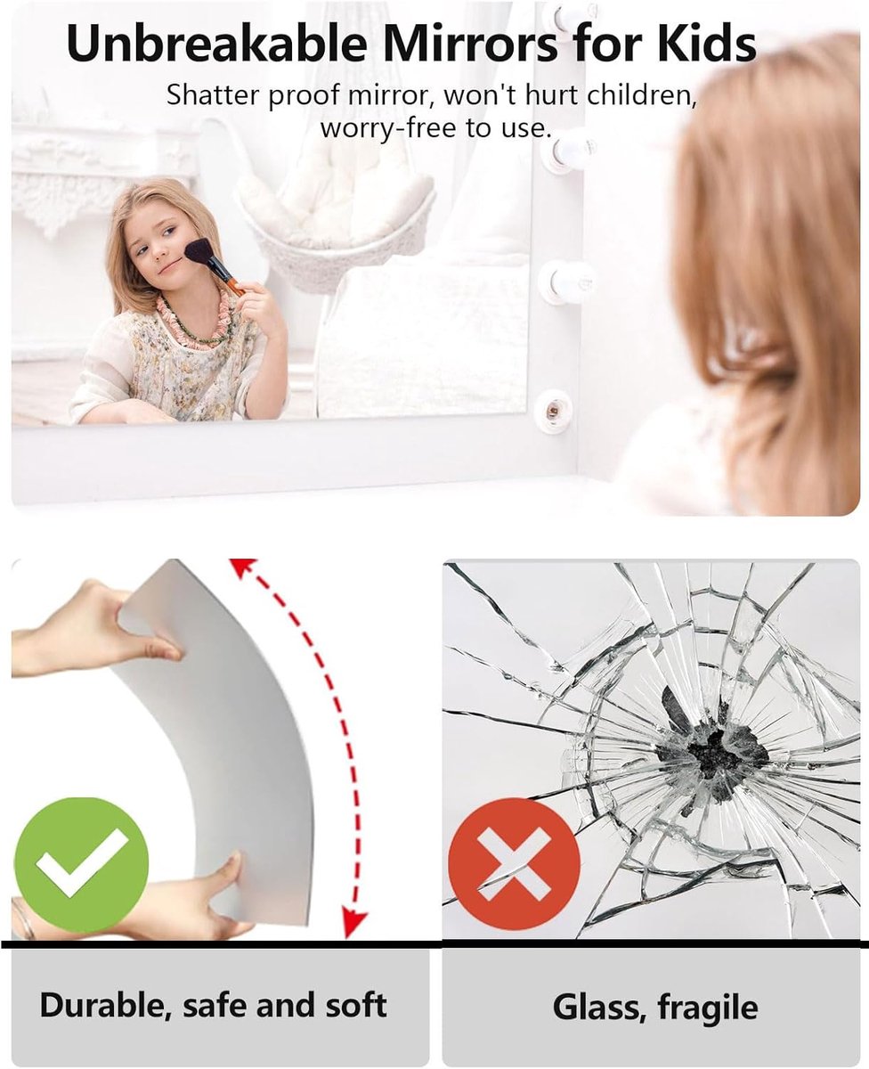 pieces unbreakable Wall Mirror - self-adhesive wallpaper - 30x30 cm, toddlers & children - Image 4