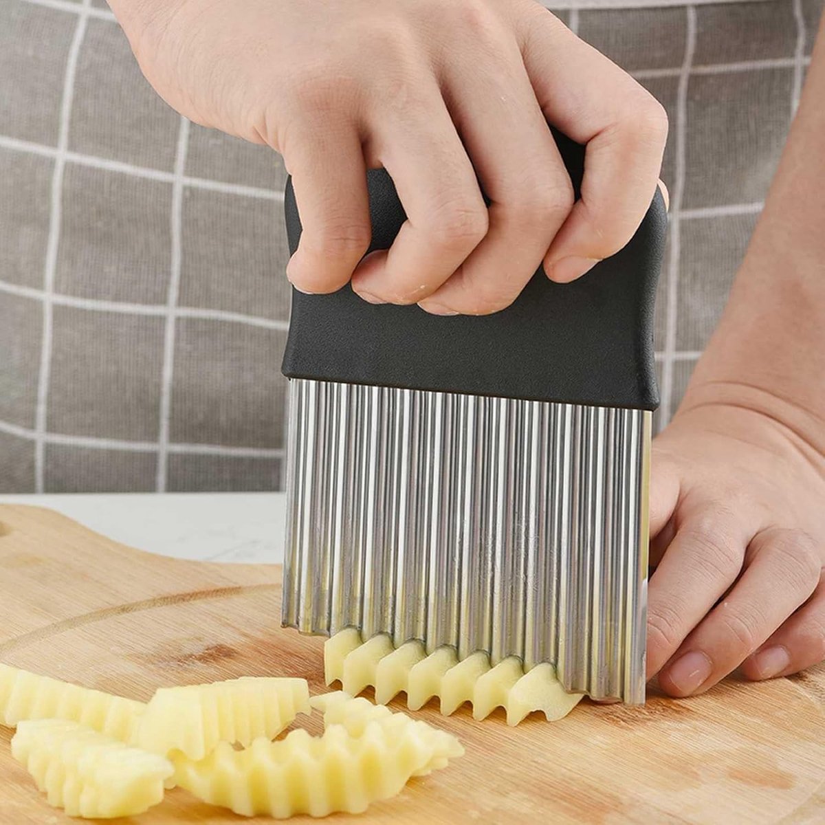 Vegetable knife - Stainless steel - Serrated blade - Potato chip cutter - Fruit and vegetable cutter - Kitchen tool - Image 5