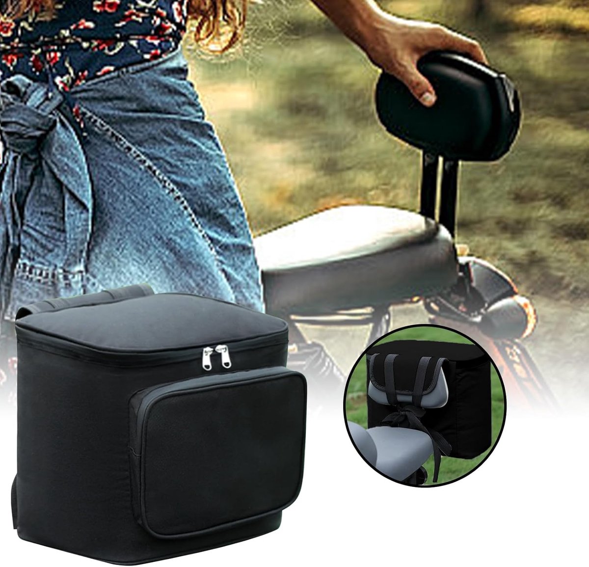 Motorcycle Saddle Bag - Road Bike Small Saddle Bag - Motorcycle Storage Bag - Waterproof Back Bag - Adventure Travel Organizer - Rugged Motorcycle Equipment - Touring Carrier for Helmet, Tools, Helmet, Outdoor Gear, Rear Seat - Image 3