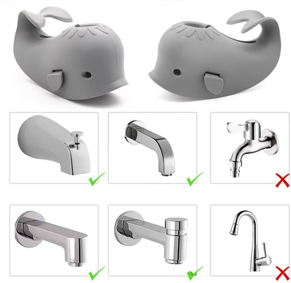 Baby Bath Faucet Cover - Soft silicone safety protector for children, toddlers and babies - Cute whale design, nice bath gift for children - gray - Image 3