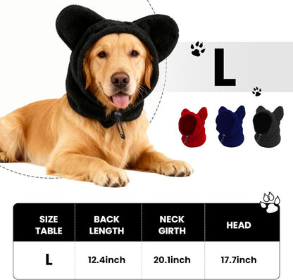 Dog emergency winter cone with ear protection, fleece neck warmer for dogs, (black, L) - Image 2