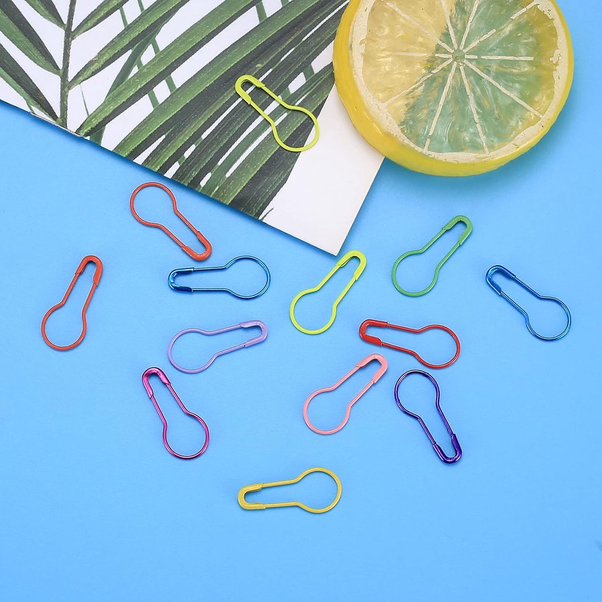 300 Pear-shaped safety pins - 10 colors available - Gourd-shaped metal pins - Pumpkin pins - Pear-shaped safety pins - Sewing markers - Line markers - Suitable for crochet, knitting, and DIY crafts - Image 3
