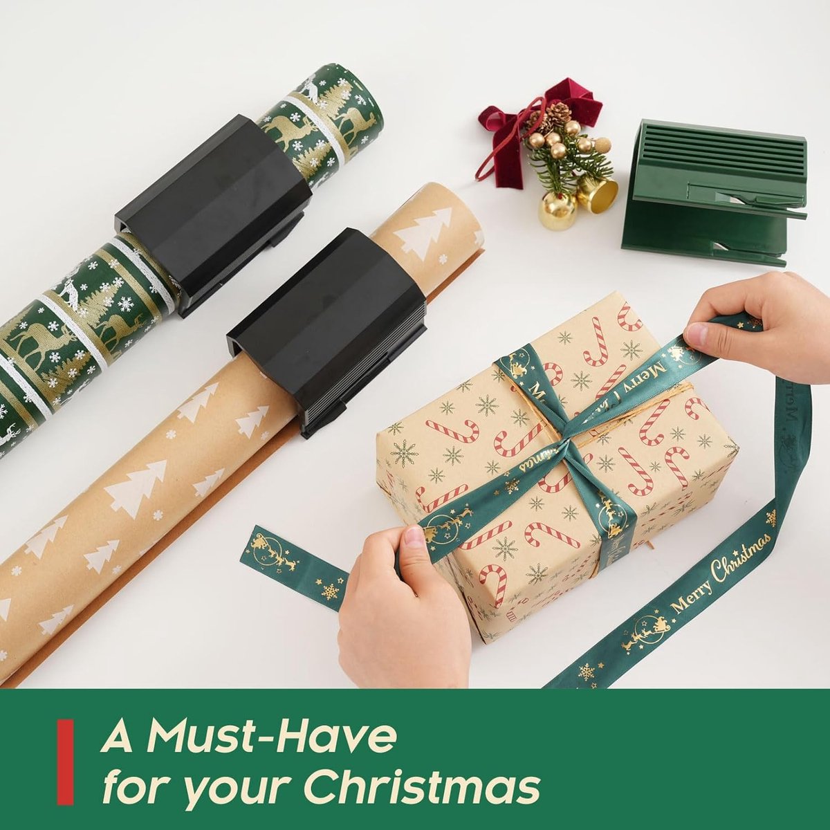 Wrapping Paper Cutter - Christmas Paper Roll Cutters - Paper Cutter Slider - Christmas Gift Wrapping Paper Cutting Supplies - for making birthday gifts (2 pieces black) - Image 3