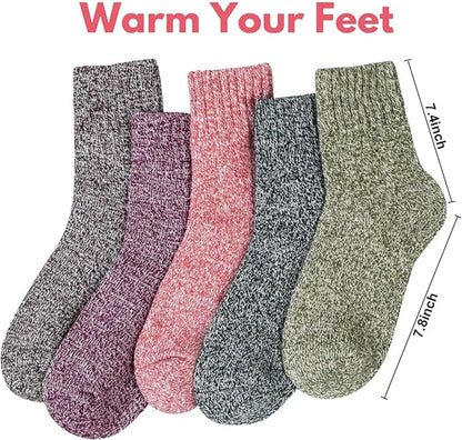 5-pair women's winter socks - extra thick and comfortable winter socks - knitted socks - warm and fun knitted socks - women's gifts - Image 2