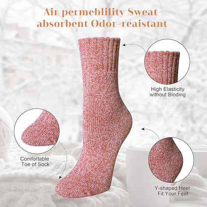 5-pair women's winter socks - extra thick and comfortable winter socks - knitted socks - warm and fun knitted socks - women's gifts - Image 3