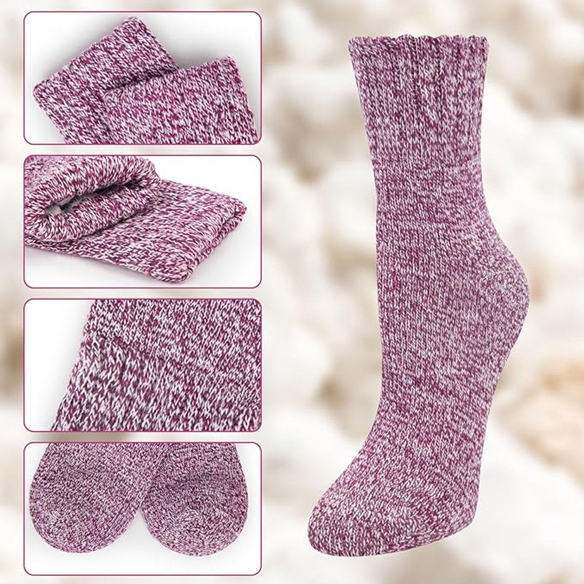 5-pair women's winter socks - extra thick and comfortable winter socks - knitted socks - warm and fun knitted socks - women's gifts - Image 4