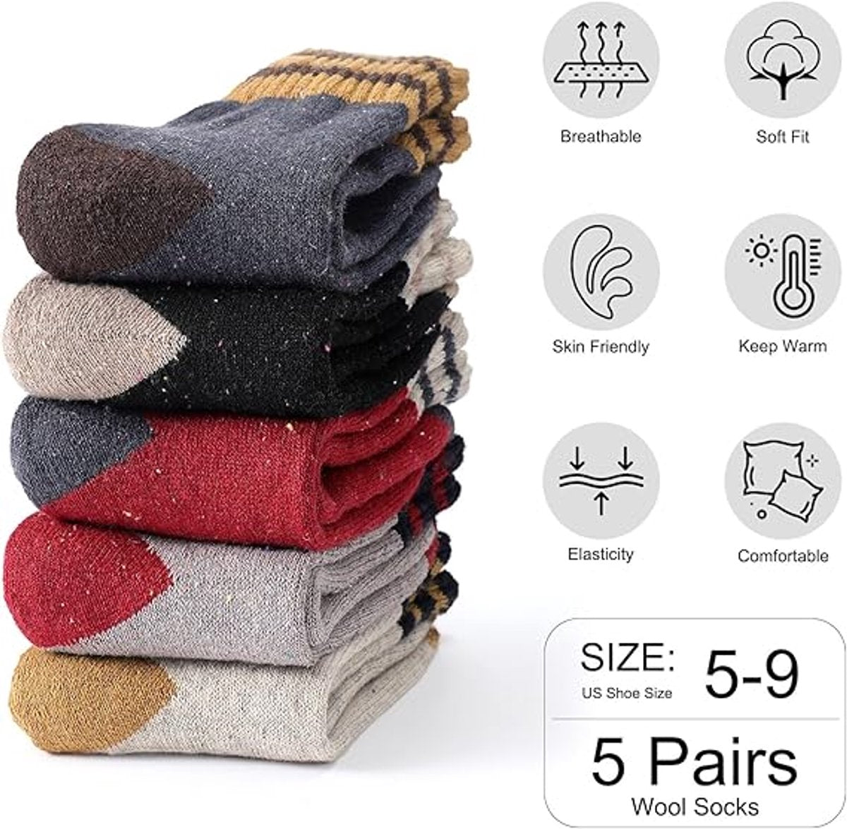 Thermal socks - Soft, thick, warm - Vintage knit - Casual socks - Image 3