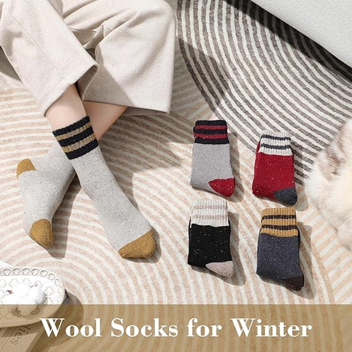 Thermal socks - Soft, thick, warm - Vintage knit - Casual socks - Image 4