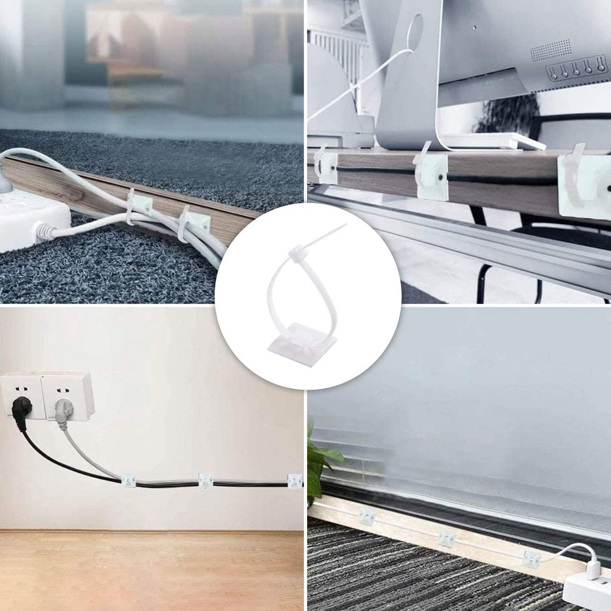 100 pieces 25 mm × 25 mm self-adhesive cable tie base holders (white) - Image 5