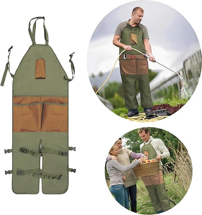 Garden Apron - Men's Apron - Picking Apron with Pockets - Waterproof - Adjustable, reinforced knees - Suitable for mowing lawns and grass.