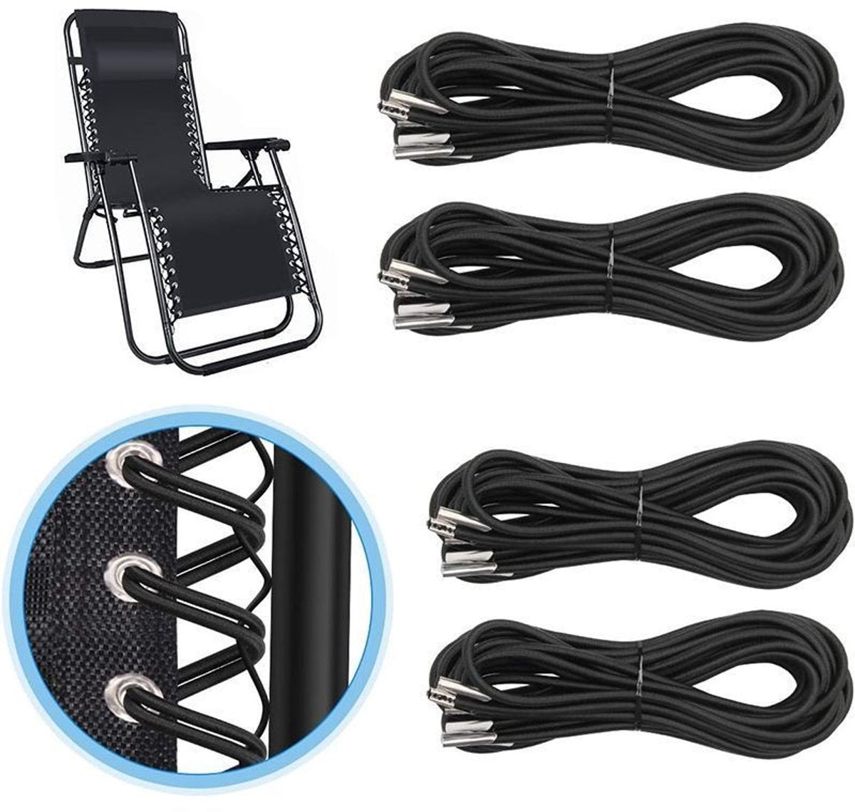 Elastic band for 1 set – Black, 2 long + 2 short (export model) - Image 2