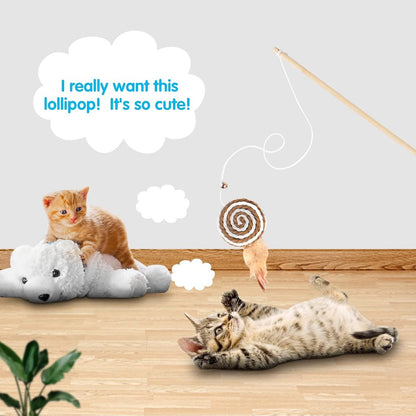 2 interactive cat tease sticks - cat stick toy set - cute paper balls and paper circles - attract your cat's attention - Image 3