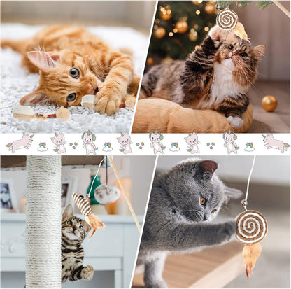 2 interactive cat tease sticks - cat stick toy set - cute paper balls and paper circles - attract your cat's attention - Image 4
