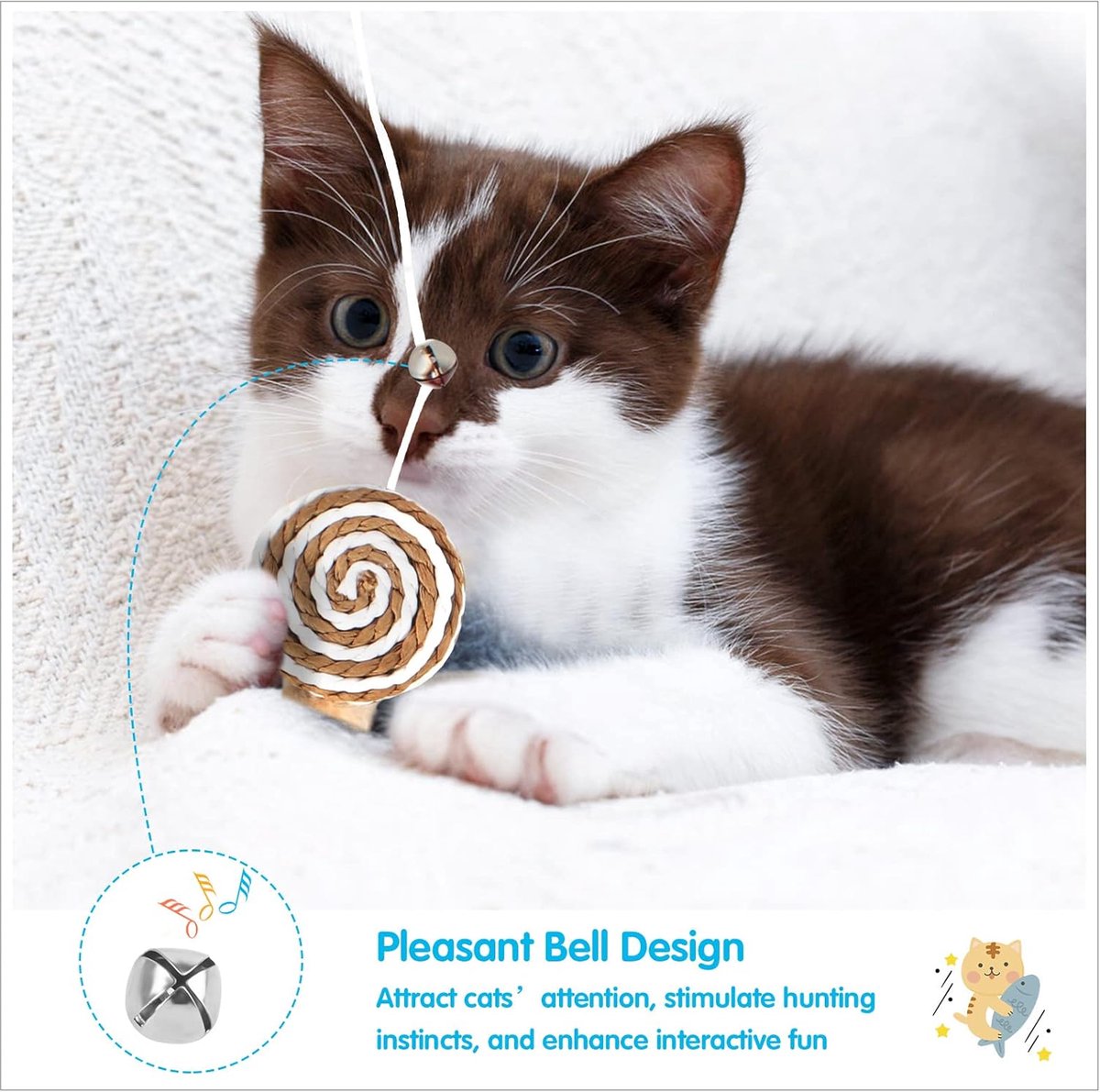 2 interactive cat tease sticks - cat stick toy set - cute paper balls and paper circles - attract your cat's attention - Image 5