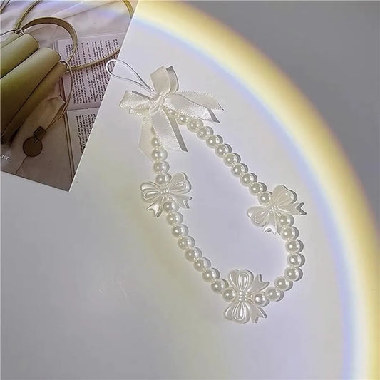 Phone pendant - cute phone chain - aesthetic heart-shaped pearl cord ornament - Image 4