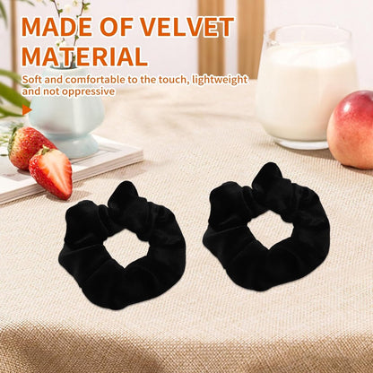 2-pack hair ties - Soft knitted hair ties for women - Hair ties for girls - Elastic headbands - Hair ties for ponytails - Hair accessories - Women & girls (black) - Image 4