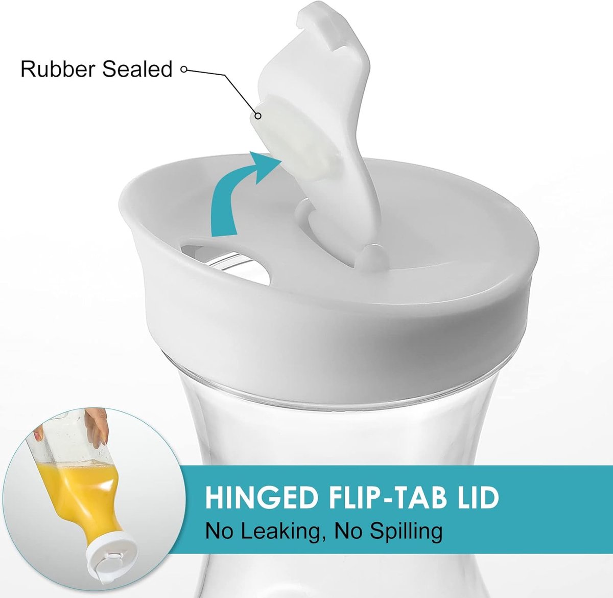 50 oz plastic water carafe with flip lid, set of 3 square plastic juice pitchers with clear bottom - for water, iced tea, juice, liquor, lemonade, milk and mimosa bar - HAND WASH ONLY - Image 3