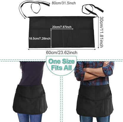 Bistro Aprons 3-piece – Black, semi-short, for waiter/waitress - Image 3
