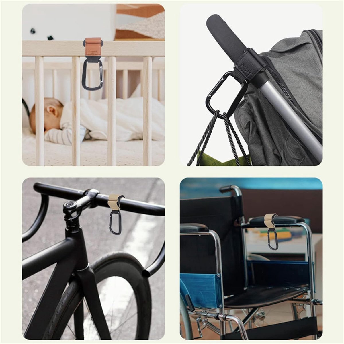 Hanging hook Carabiner hooks - shopping bags Mommy - Bag hook Bag clip for outdoor travel - 5 pieces - Image 3
