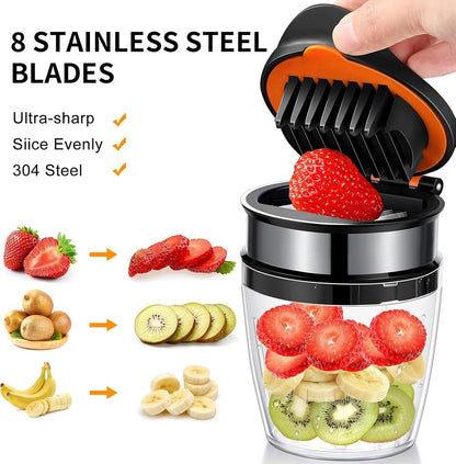 Fruit Slicer - Egg Slicer - Stainless Steel - Suitable for soft fruit - With non-slip base - Quickly make fruit and vegetable salads. - Image 5