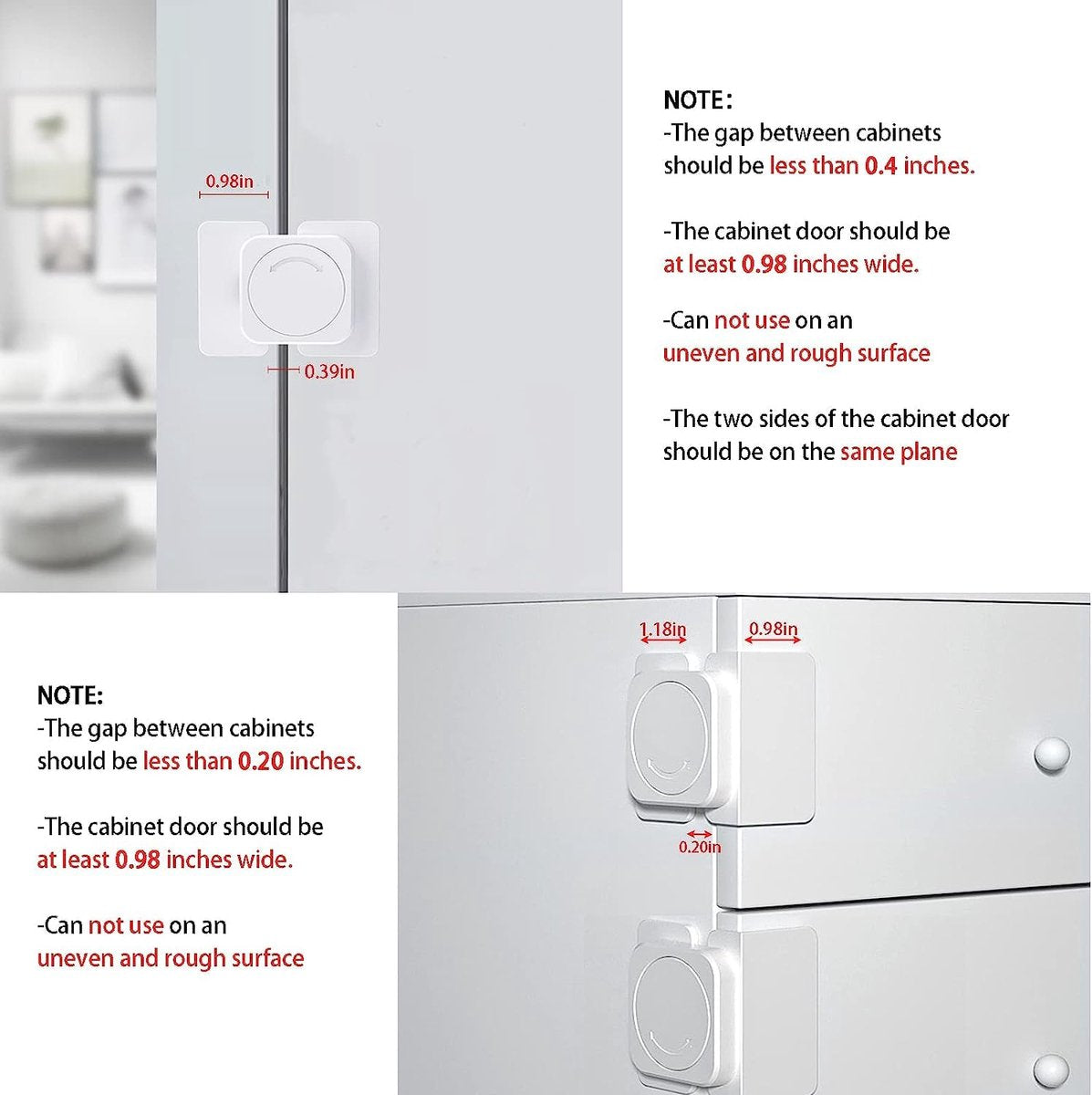 Child-safe cabinet locks - Child-safe locks for drawers and refrigerators - 3 easy-to-install units - 4 flush locks and 2 angled locks - Image 2