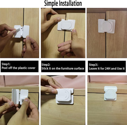 Child-safe cabinet locks - Child-safe locks for drawers and refrigerators - 3 easy-to-install units - 4 flush locks and 2 angled locks - Image 4