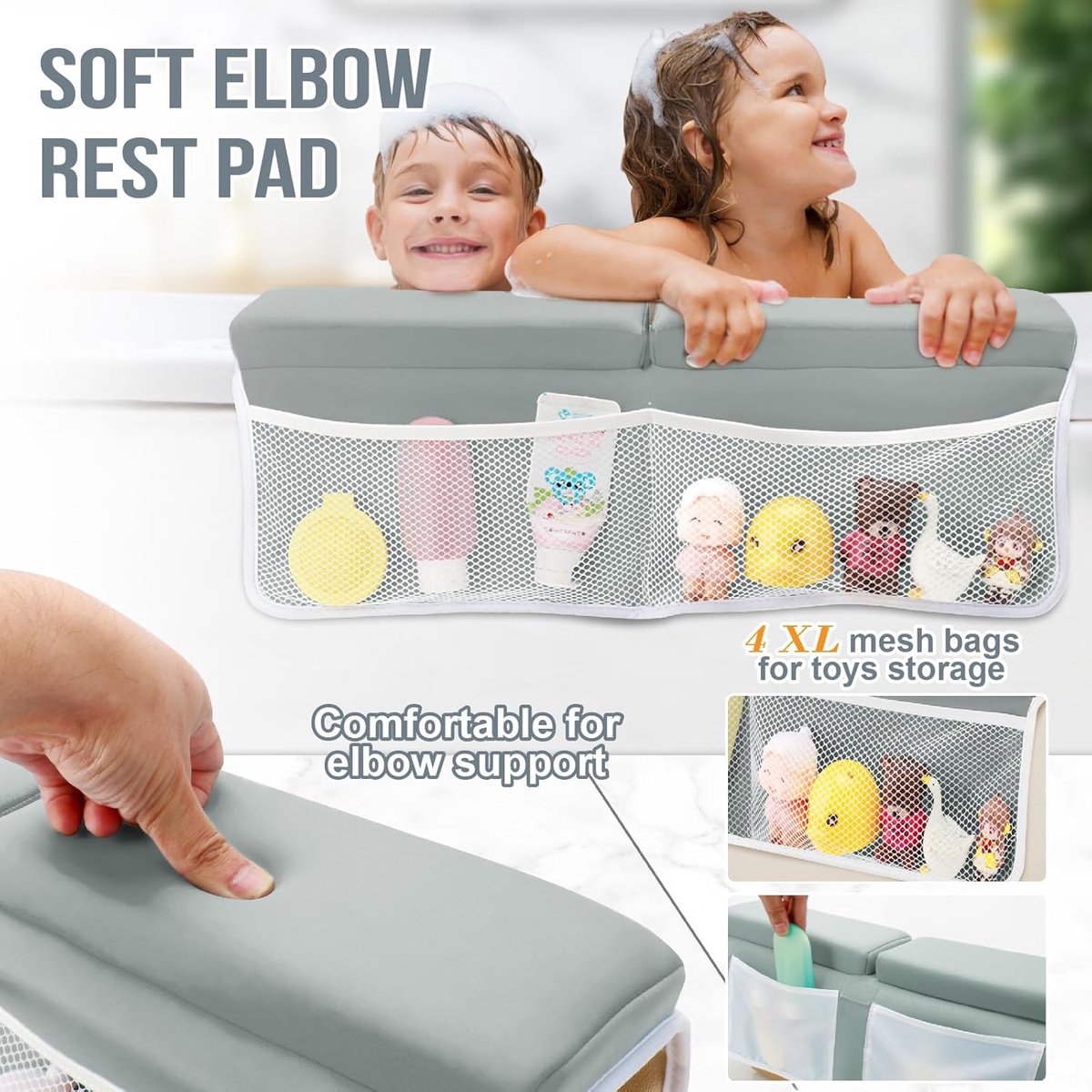 Bath Knee Cushion & Elbow Cushion Set – Thick, quick-drying, with organizer - Image 4