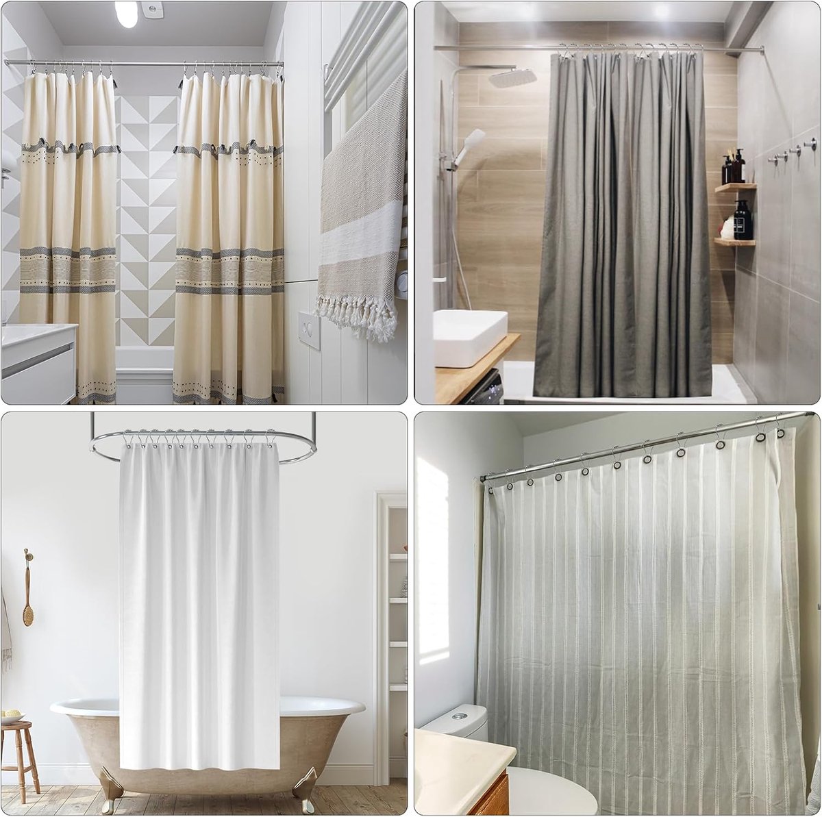 Shower curtain rings - 12 shower curtain rings - Stainless steel sliding hooks - 12 individual hooks - 69x39 mm - Image 4