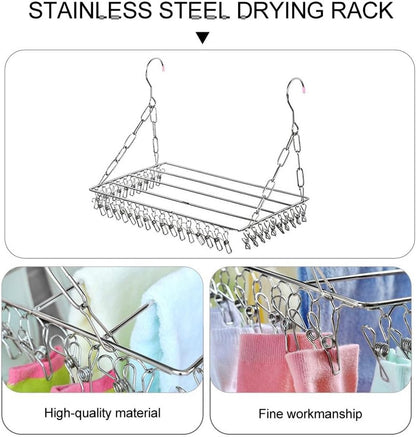 Drying Rack - 36 Stainless Steel Clips - Reinforced No Deformation - Socks and Underwear Drying Rack for Home Laundry Room - Image 2