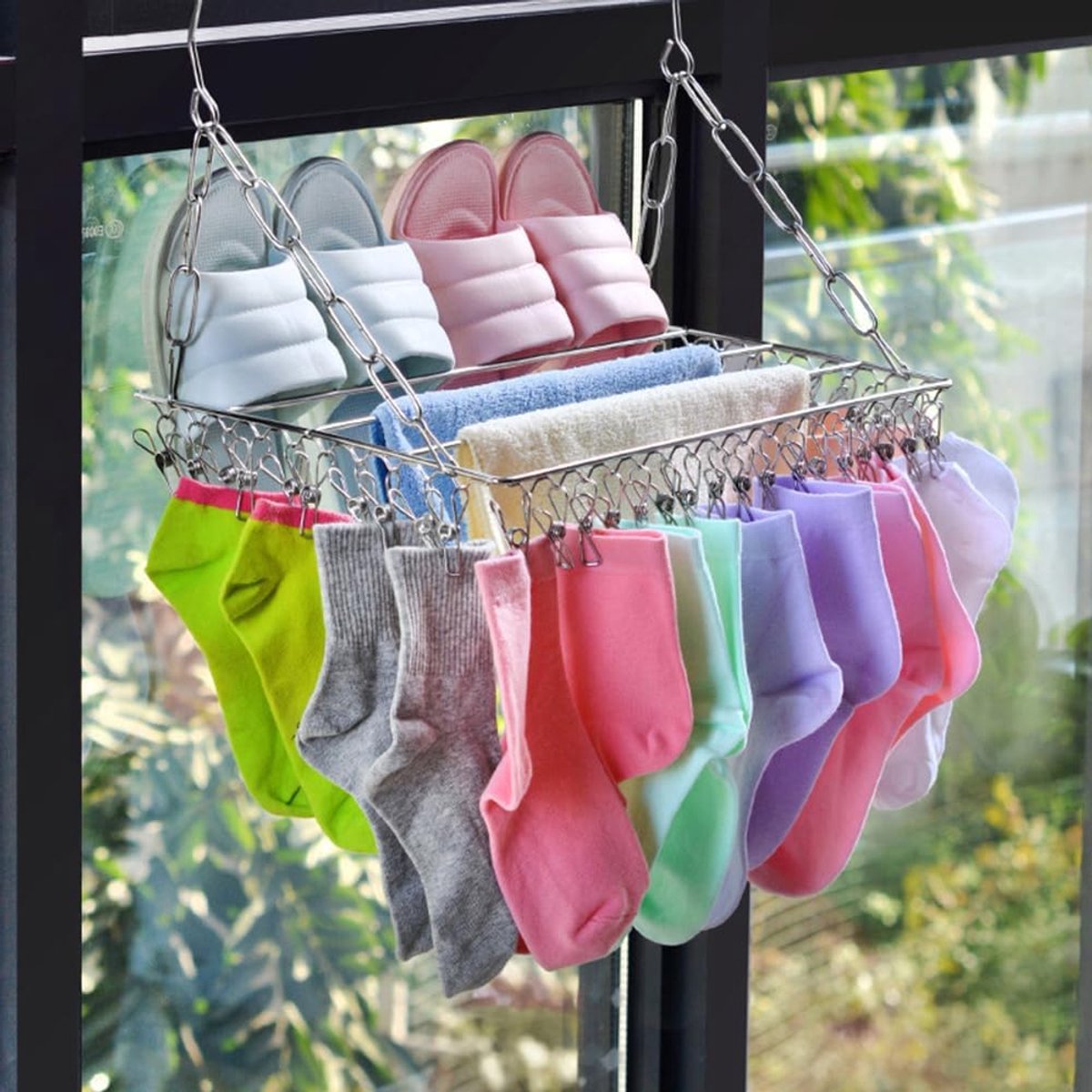 Drying Rack - 36 Stainless Steel Clips - Reinforced No Deformation - Socks and Underwear Drying Rack for Home Laundry Room - Image 4