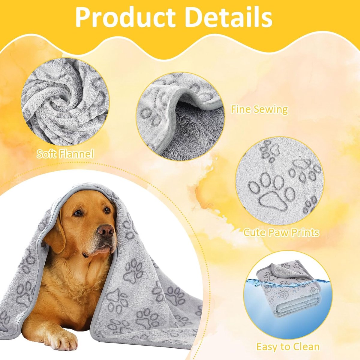 100x160cm Dog blankets for medium-sized dogs, cats, Premium soft dog blankets for small dogs, washable, Puppy blanket, Dog supplies for puppies (grey) - Image 2