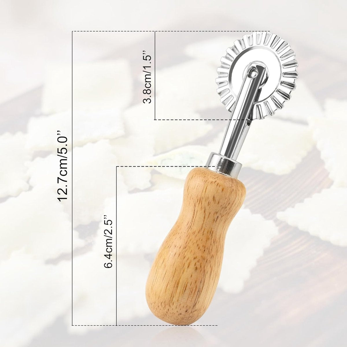 Noodle cutter - Wavy dough cutter - Sturdy and durable pasta cutting wheel - Wonton/dumpling edge shaper - Suitable for home kitchens - Diameter 3.8 cm - Image 5