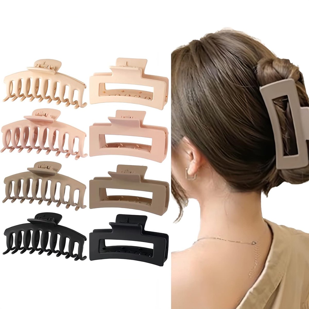8 Pieces Rectangular Hair Grips 4.3 Inch - Anti-Slip - For Thick & Thin Hair - Image 4