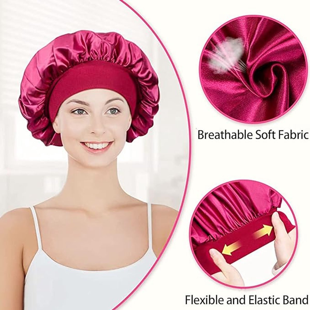1 Silk sleep cap - men's sleep cap-satin sleep cap- men's hat-Sleep cap - Breathable hair accessory for curly hair - Silk sleep cap - Image 3