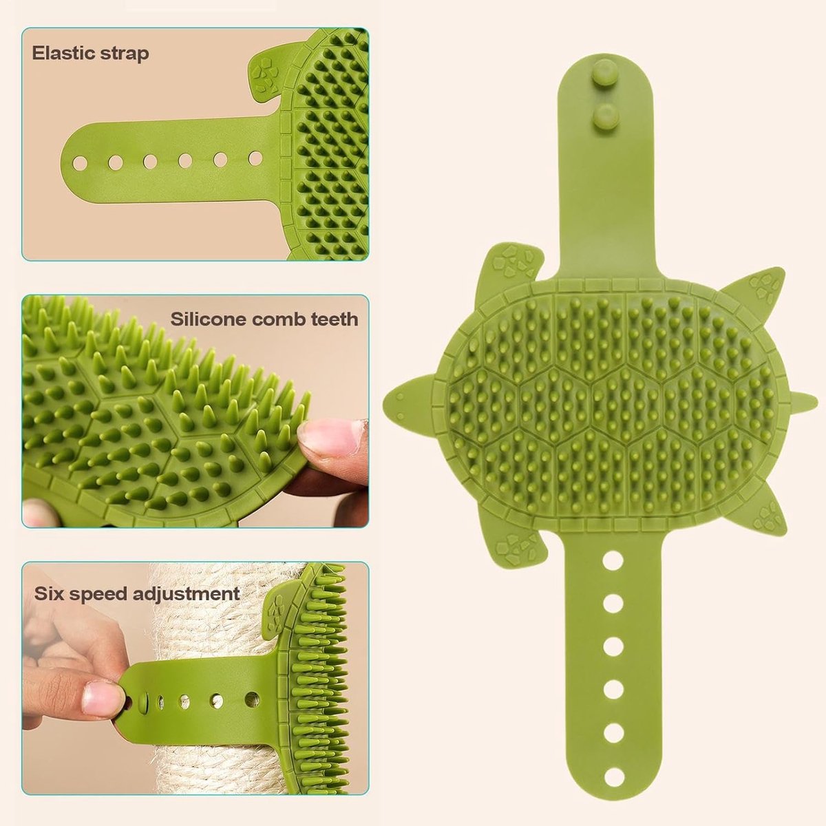 Self-Grooming Brush for Cats - Self-Massaging Scratching Post - Silicone Massager - Adjustable Scratching Post for Cats - Relieves Facial Itching - 203 Teeth Shedding Brush & Trimmer - Removable Storage Tray - Professional Hair Removal - Image 2