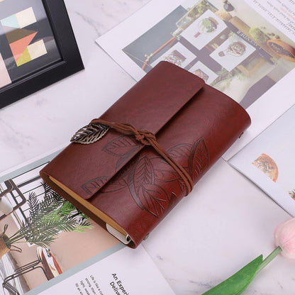 A6 Loose-Leaf Notebook 6 Holes - Synthetic PU Cover Retro - Unguided Paper 75 Sheets - Image 2
