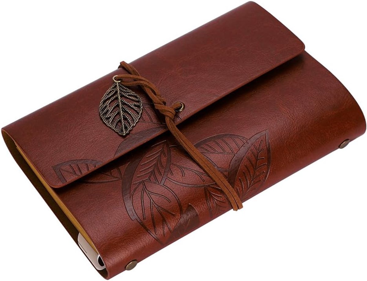 A6 Loose-Leaf Notebook 6 Holes - Synthetic PU Cover Retro - Unguided Paper 75 Sheets - Image 3