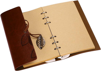 A6 Loose-Leaf Notebook 6 Holes - Synthetic PU Cover Retro - Unguided Paper 75 Sheets - Image 4