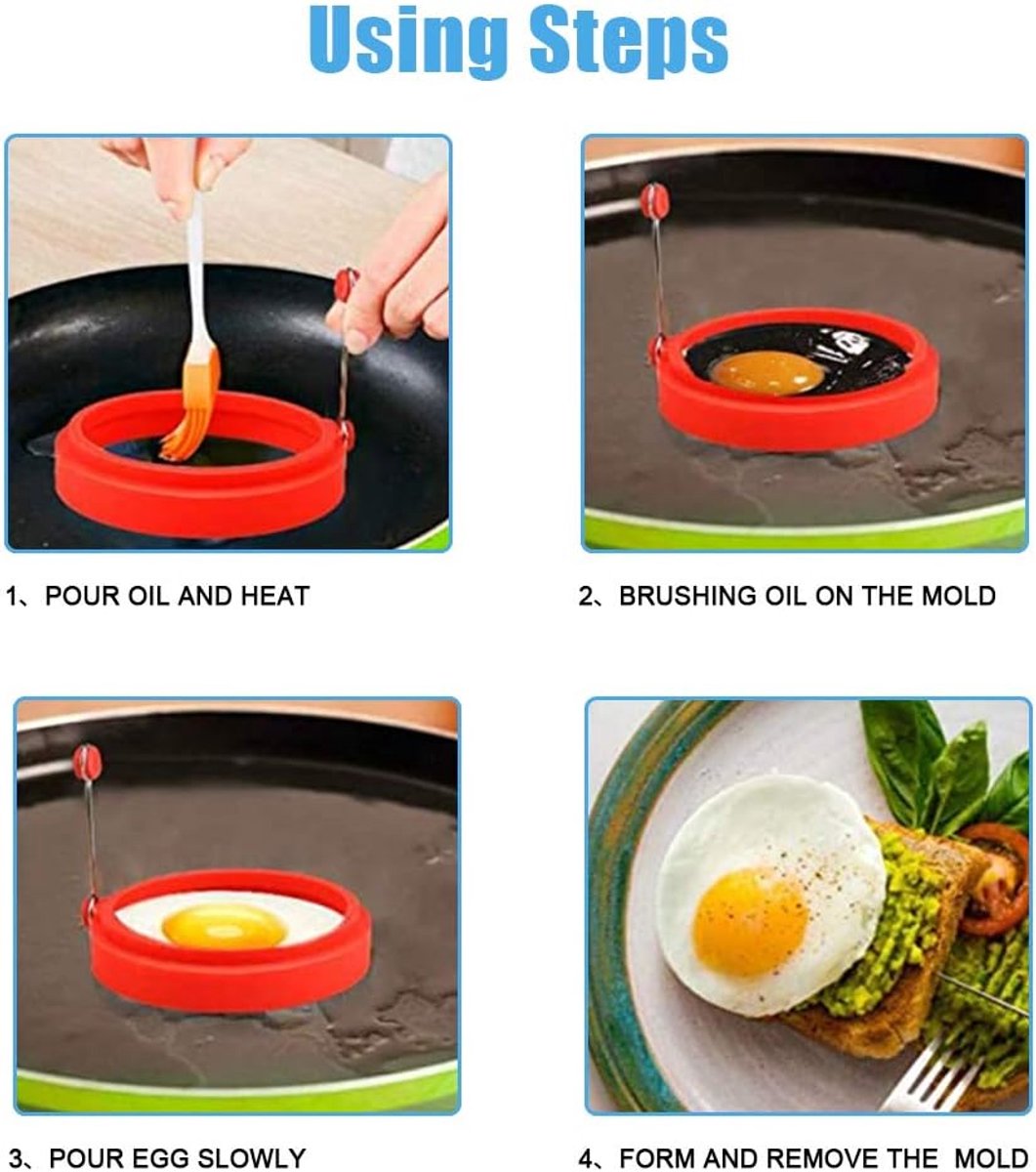 4 Silicone Egg Frying Pans - Non-stick - FDA Certified - For Eggs & Pancakes - Image 3