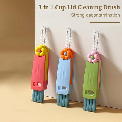 3-in-1 crevice brush for bottle caps - Multifunctional crevice brush for water bottle caps - Portable bottle cleaning brush - Household kitchen cleaning tool - Image 3