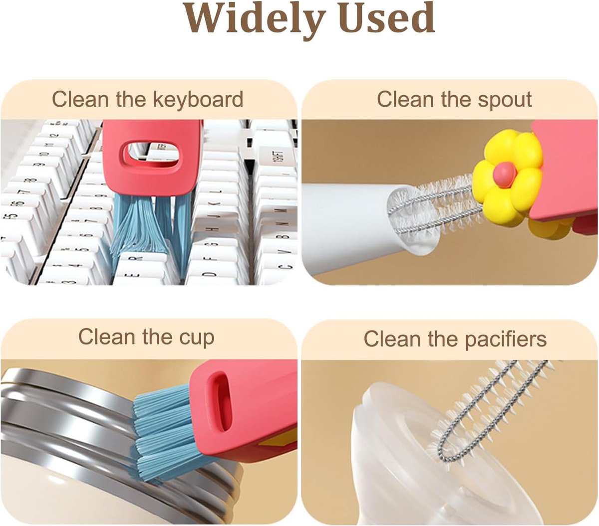 3-in-1 crevice brush for bottle caps - Multifunctional crevice brush for water bottle caps - Portable bottle cleaning brush - Household kitchen cleaning tool - Image 5