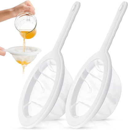 2 pieces 24 cm ultra-fine sieve - nylon juice strainer - yogurt strainer - plastic colander with handle - mini brine shrimp separator net for the kitchen (80/300 mesh)