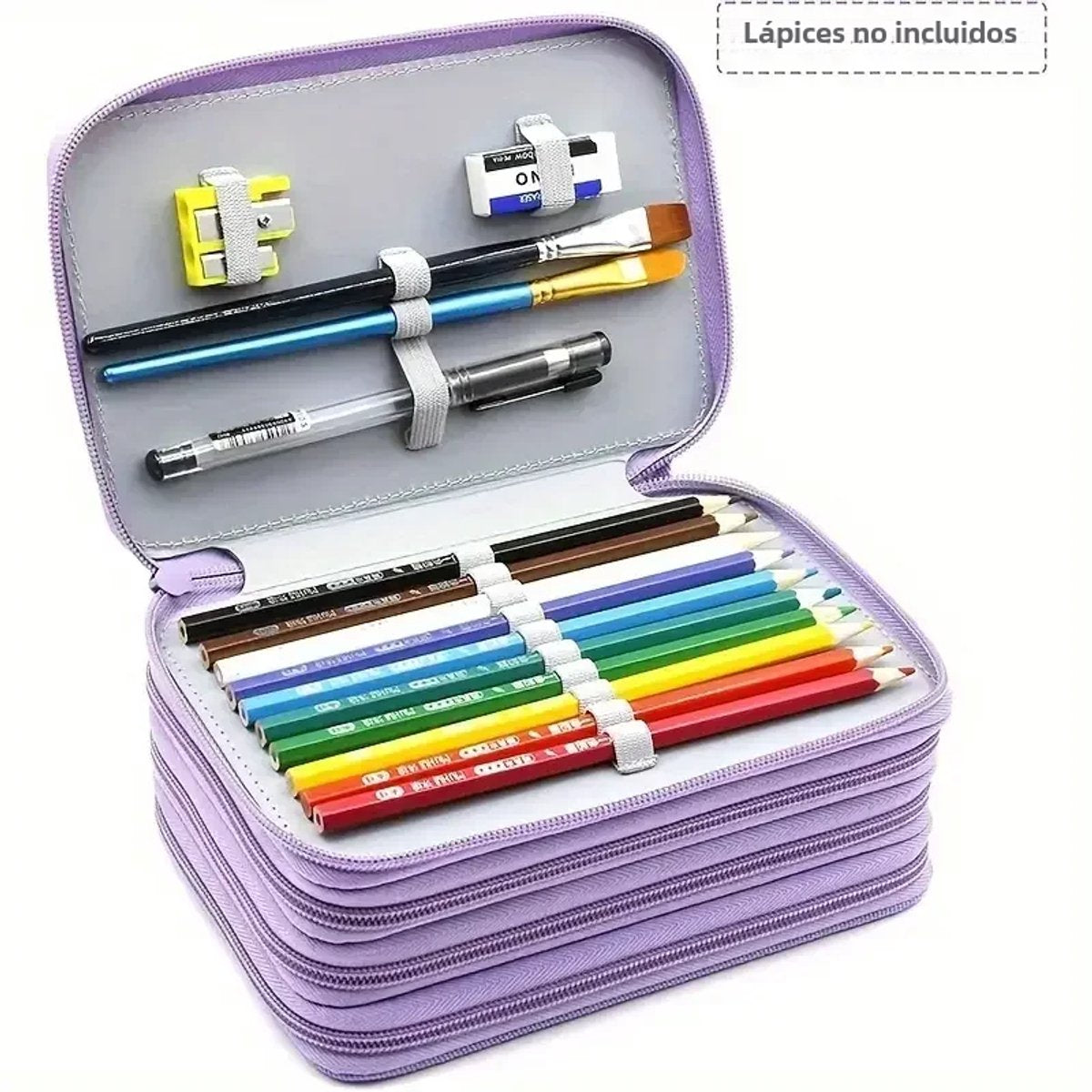 Pencil Case - Multifunctional pencil case with lid - 72 compartments, 4 layers, large capacity - Portable - Suitable for art and study - Durable pencil case with zipper - Purple - Image 4