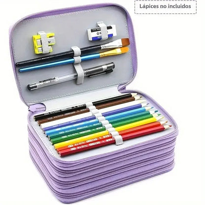 Pencil Case - Multifunctional pencil case with lid - 72 compartments, 4 layers, large capacity - Portable - Suitable for art and study - Durable pencil case with zipper - Purple - Image 4