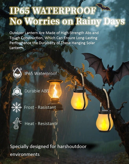 Outdoor solar lights - Solar garden lighting - Solar lantern - Dancing flame outdoor solar lanterns waterproof lighting - Hemp rope flame lamp - For camping garden patio garden halloween decoration (1 piece) - Image 3