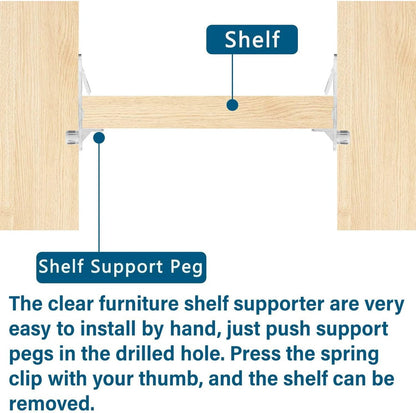 Support nails - 20 plastic shelf support nails with snap closure - 6 mm shelf nails - self-locking bracket clips - transparent shelf nails - suitable for kitchen cabinets, furniture, and bookshelves - 6 mm nails x 5/8 inch thick shelves - Image 2