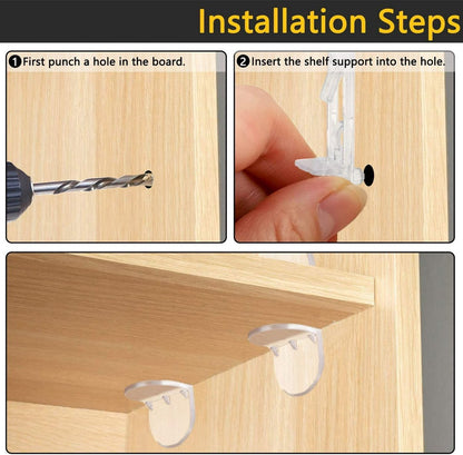 Support nails - 20 plastic shelf support nails with snap closure - 6 mm shelf nails - self-locking bracket clips - transparent shelf nails - suitable for kitchen cabinets, furniture, and bookshelves - 6 mm nails x 5/8 inch thick shelves - Image 4