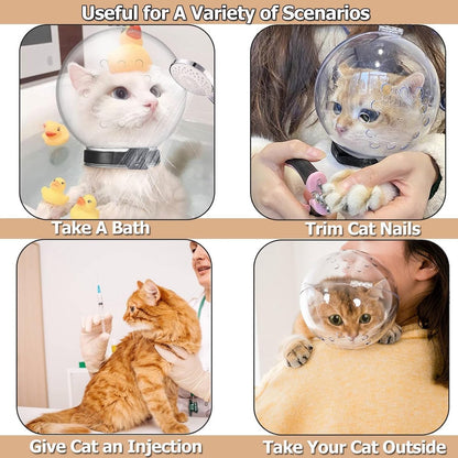 Cat muzzle - With breathable hood - Adjustable astronaut helmet for kittens - Prevents your pet from gnawing at and licking its fur - Spherical face mask - Suitable for aggressive cats (L) - Image 4
