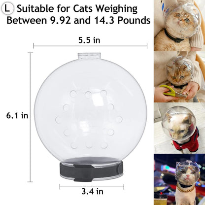 Cat muzzle - With breathable hood - Adjustable astronaut helmet for kittens - Prevents your pet from gnawing at and licking its fur - Spherical face mask - Suitable for aggressive cats (L) - Image 5